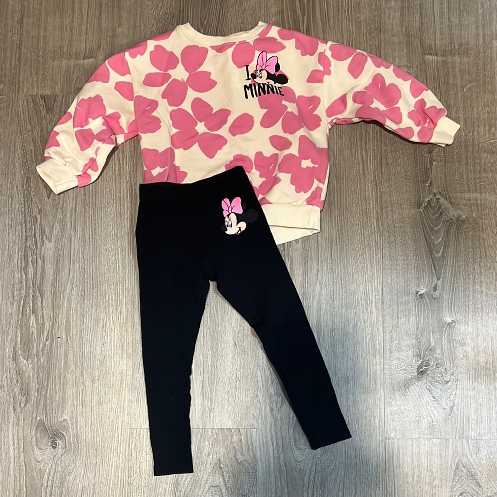 Zara Kids Minnie Mouse Pink and Black Matching Set